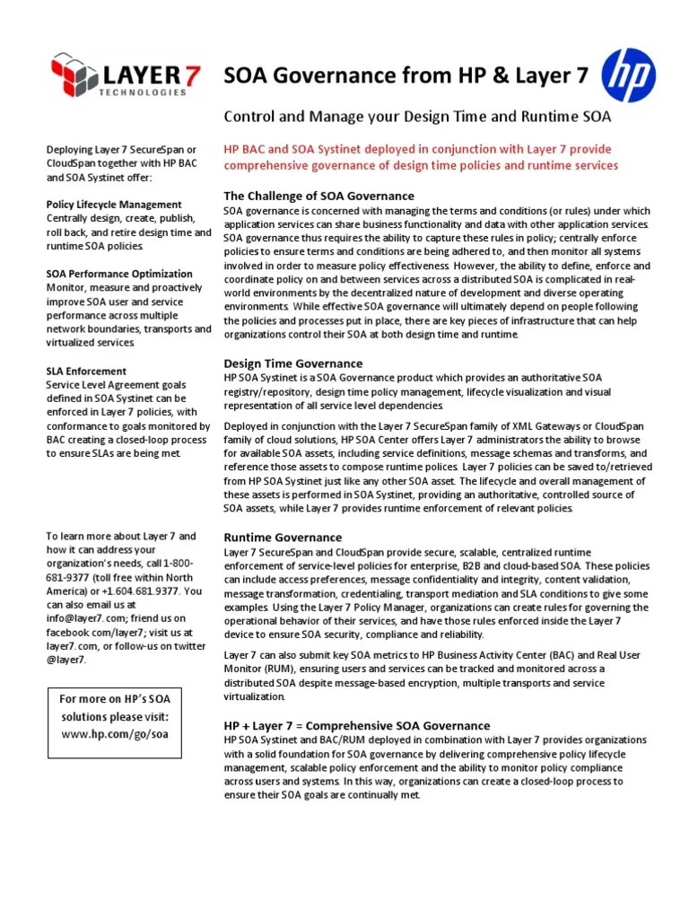SOA Governance From HP & Layer 7 PDF Service Oriented Architecture