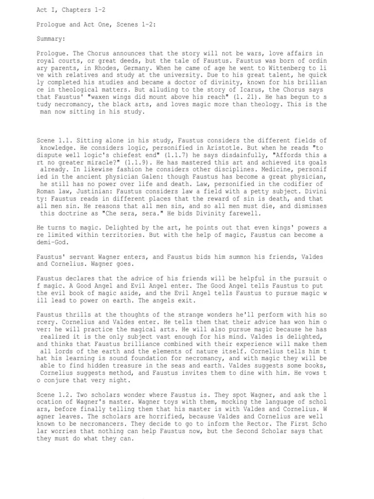 Dr. Faustus Summary PDF Helen Of Troy Devil