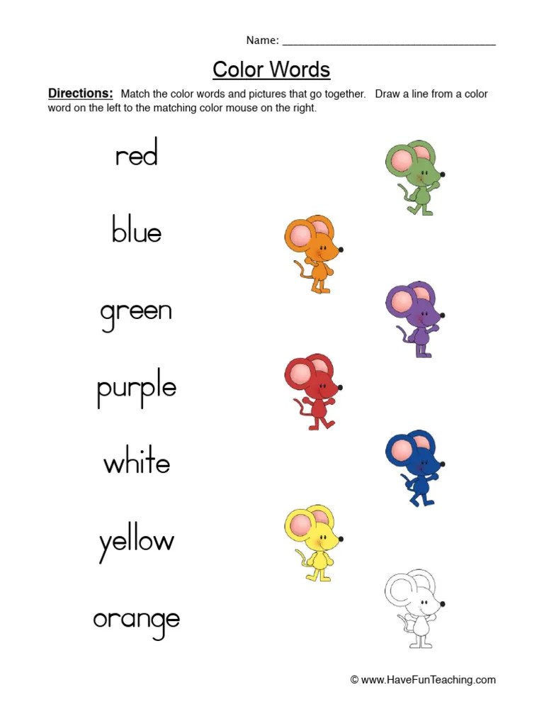 Color Words Worksheet 1 PDF