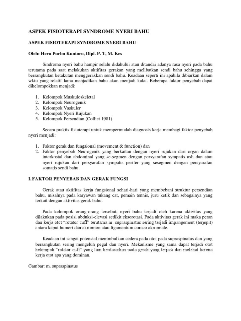 Aspek Fisioterapi Syndrome Nyeri Bahu | PDF