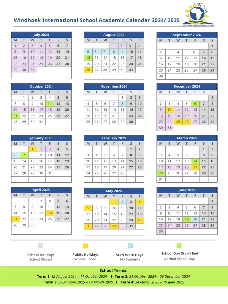 WIS Academic Calendar 2024/2025 | PDF