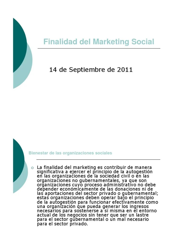 Finalidad de la Mercadotecnia Social.pdf Fundación (sin fines de