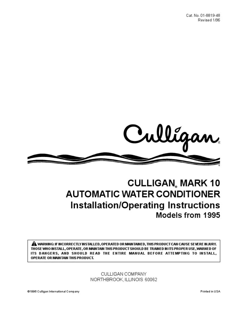 Culligan Water Conditioner 1994-1998 | PDF | Valve | Timer