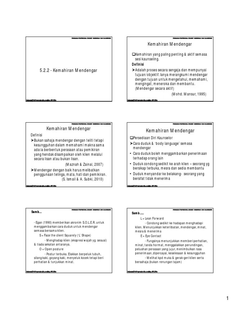 5.2.2 - Kemahiran Mendengar | PDF