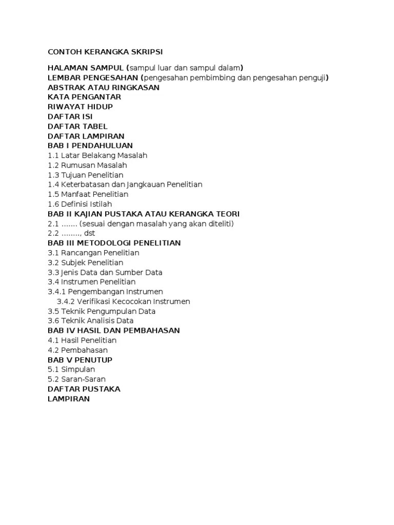 Contoh Kerangka Skripsi | Pdf