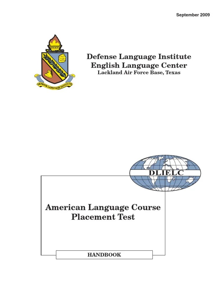 ALCPT Handbook Multiple Choice Test (Assessment)