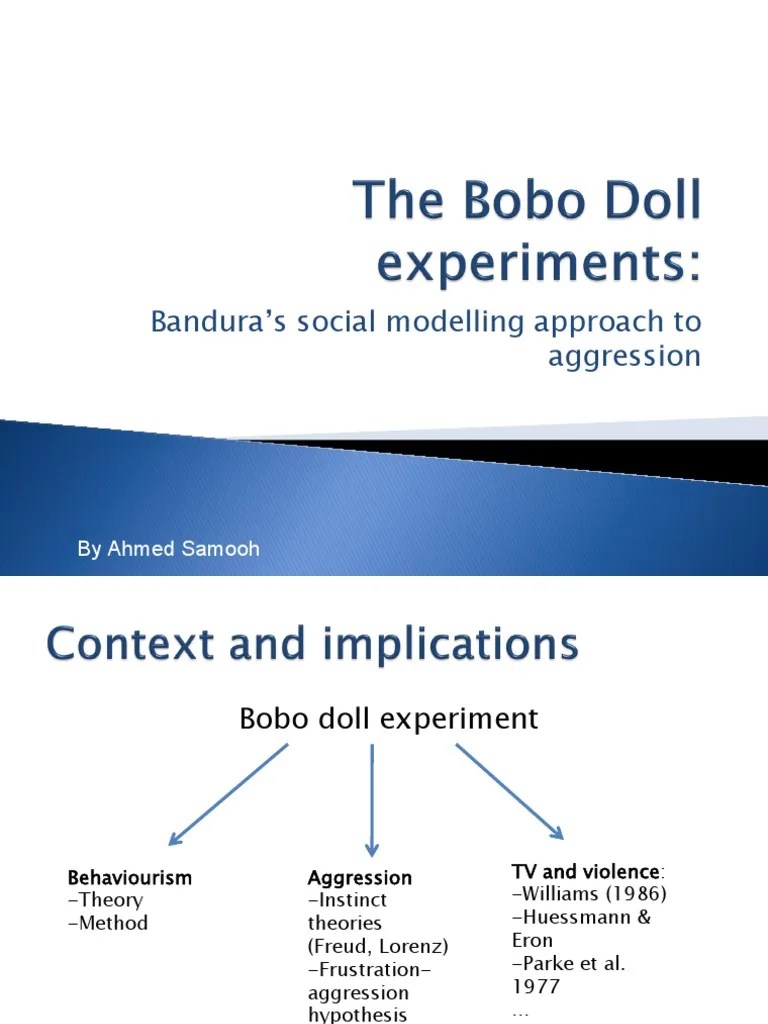 The Bobo Doll Experiments (1) Classical Conditioning Aggression