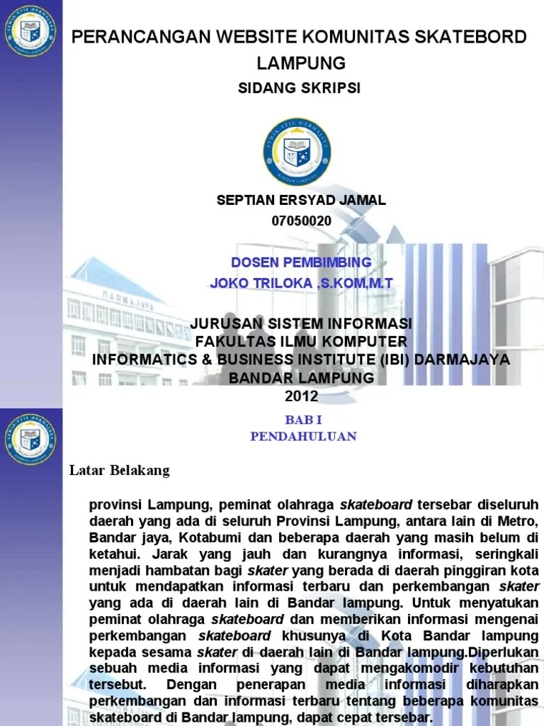 Contoh Power Point Sidang Skripsi Sistem Informasi Deretan Contoh