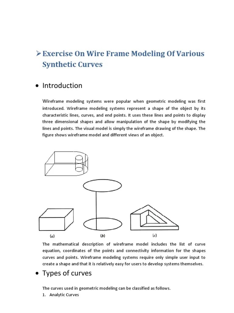 Exercise On Wire Frame Modeling of Various Synthetic Curves PDF