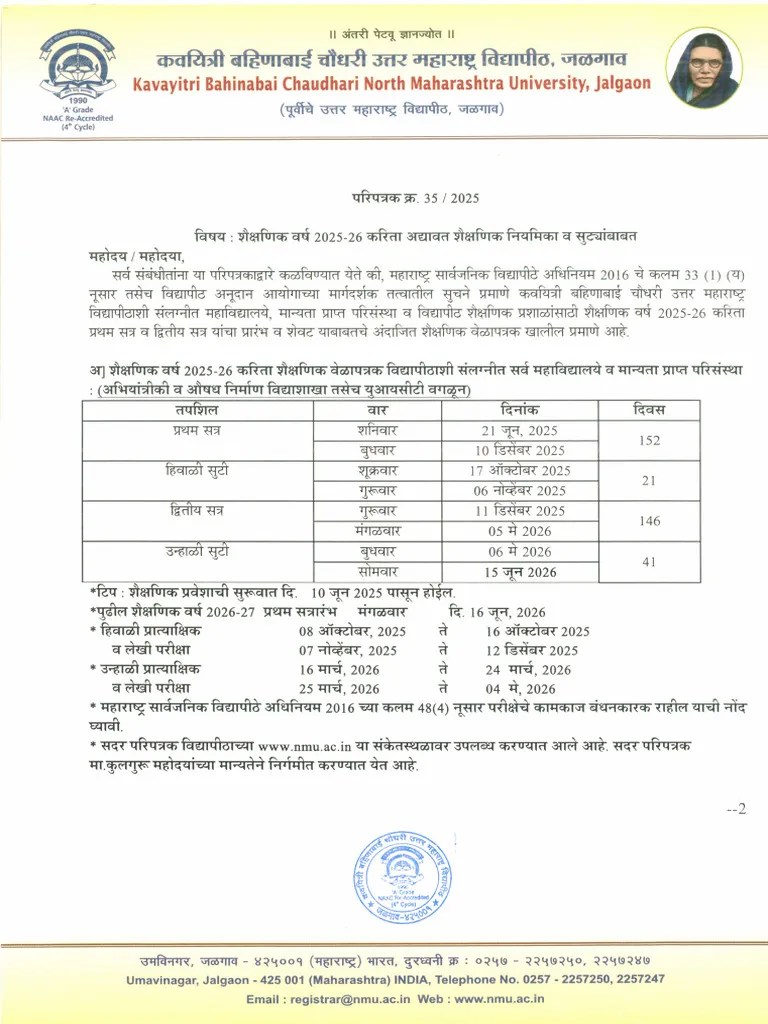 Nmu Academic Calendar 202526 Pdf