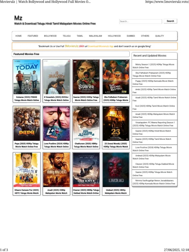 Movierulz Watch Bollywood and Hollywood Full Movies Online Free PDF