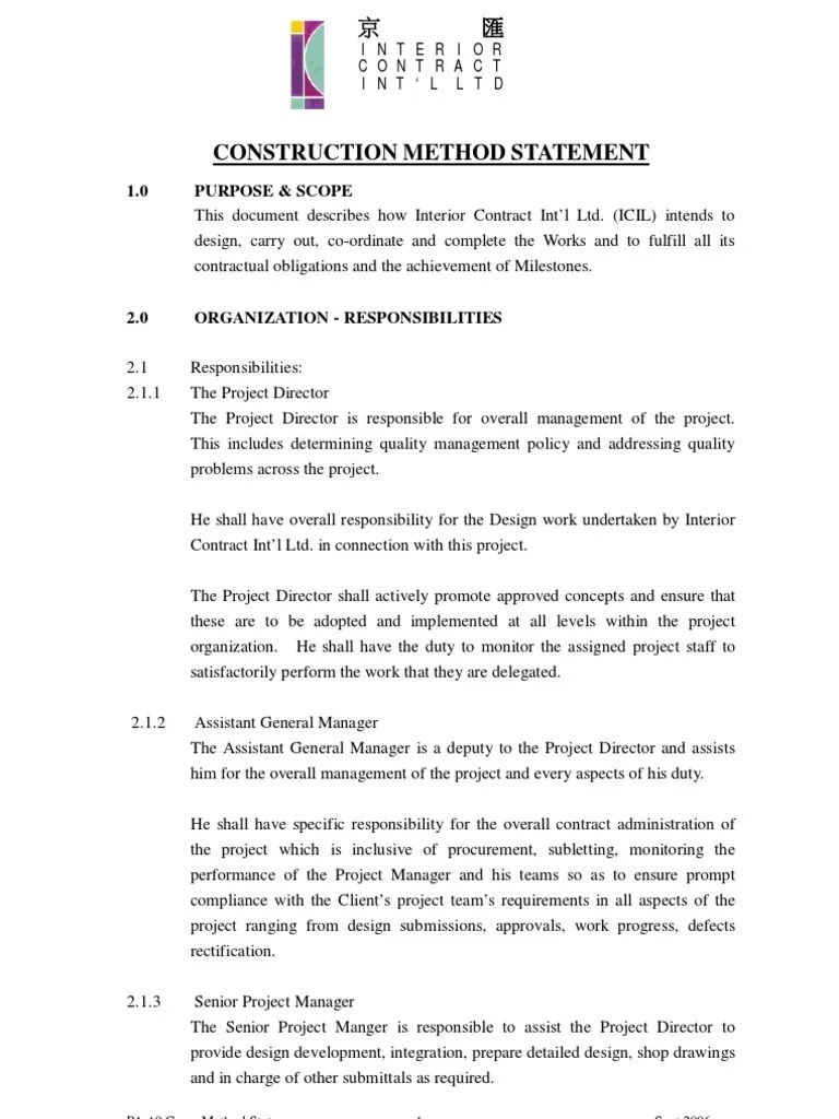 Construction Method Statement