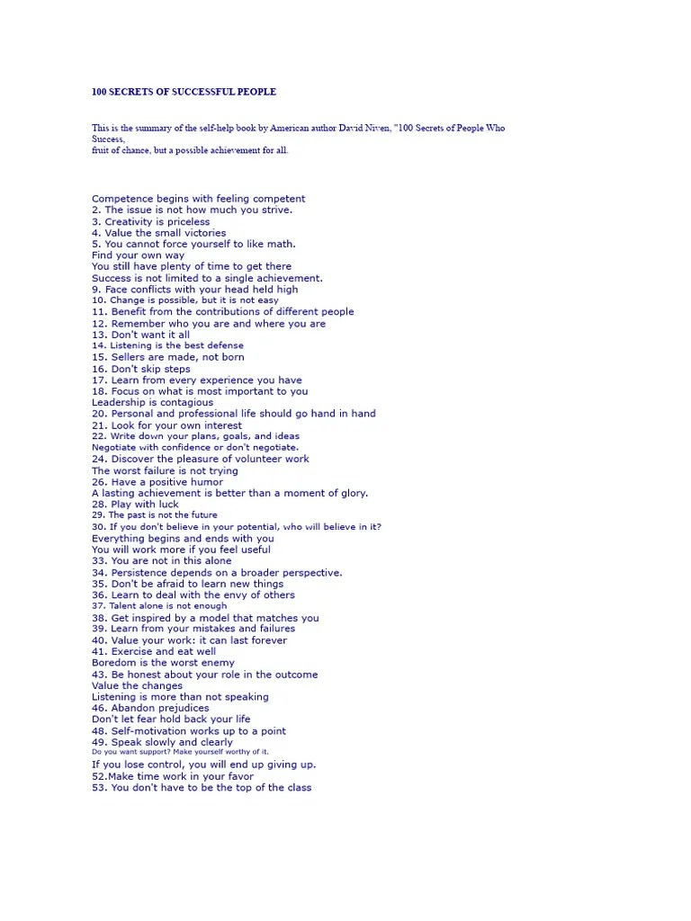 100 Success Secrets Unveiled PDF Motivation Motivational
