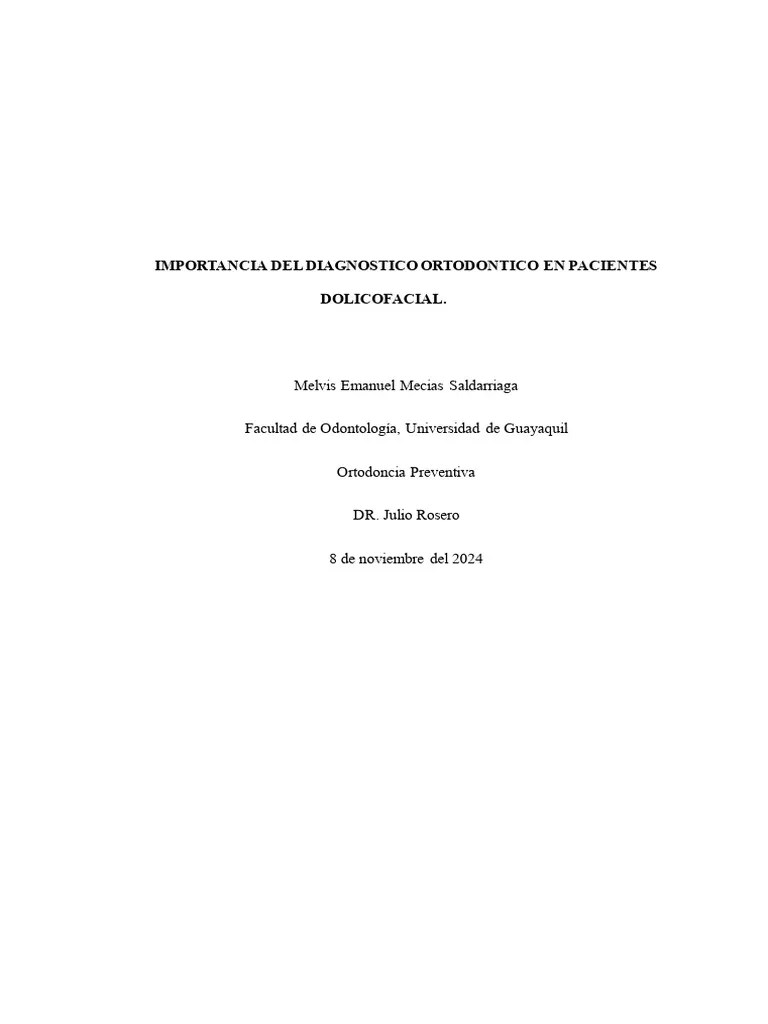 Diagnóstico Ortodontico en Pacientes Dolicofaciales PDF