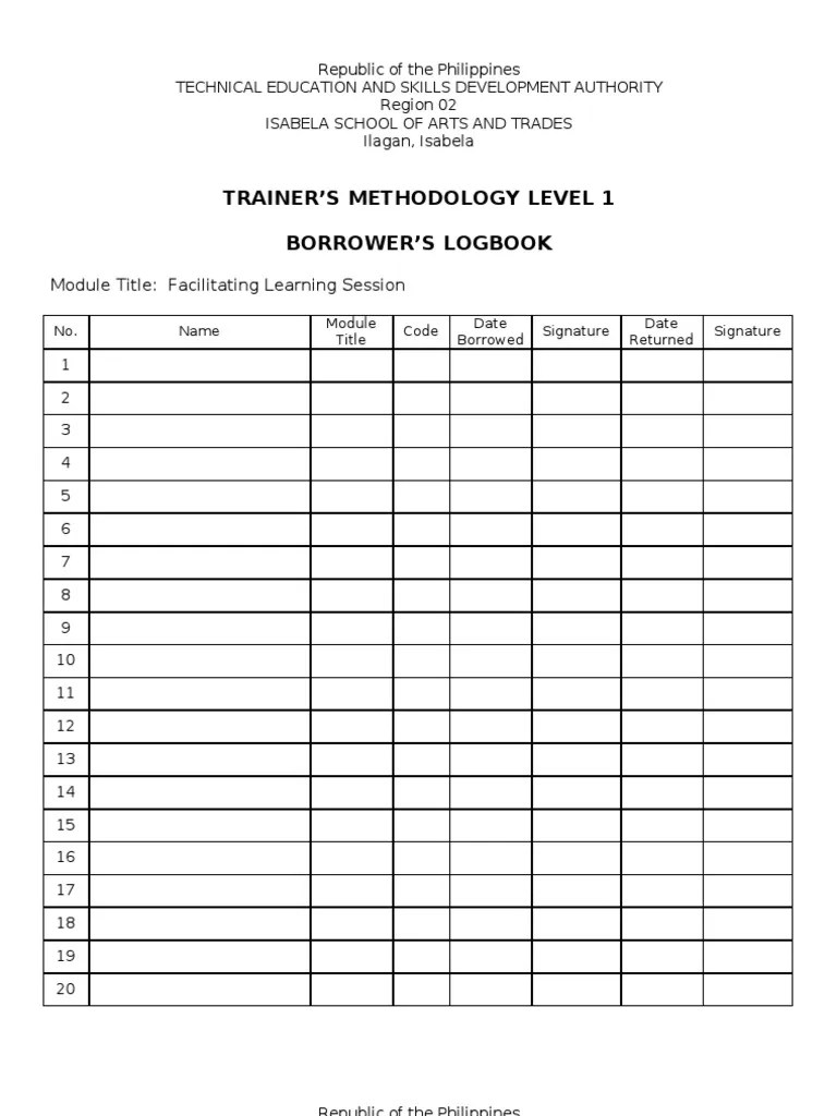 Borrowers Logbook PDF