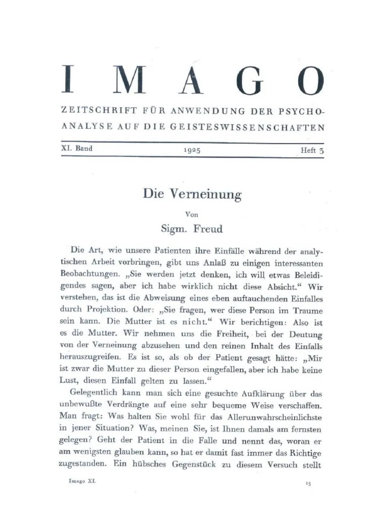 Sigmund Freud Die Verneinung (Negation)