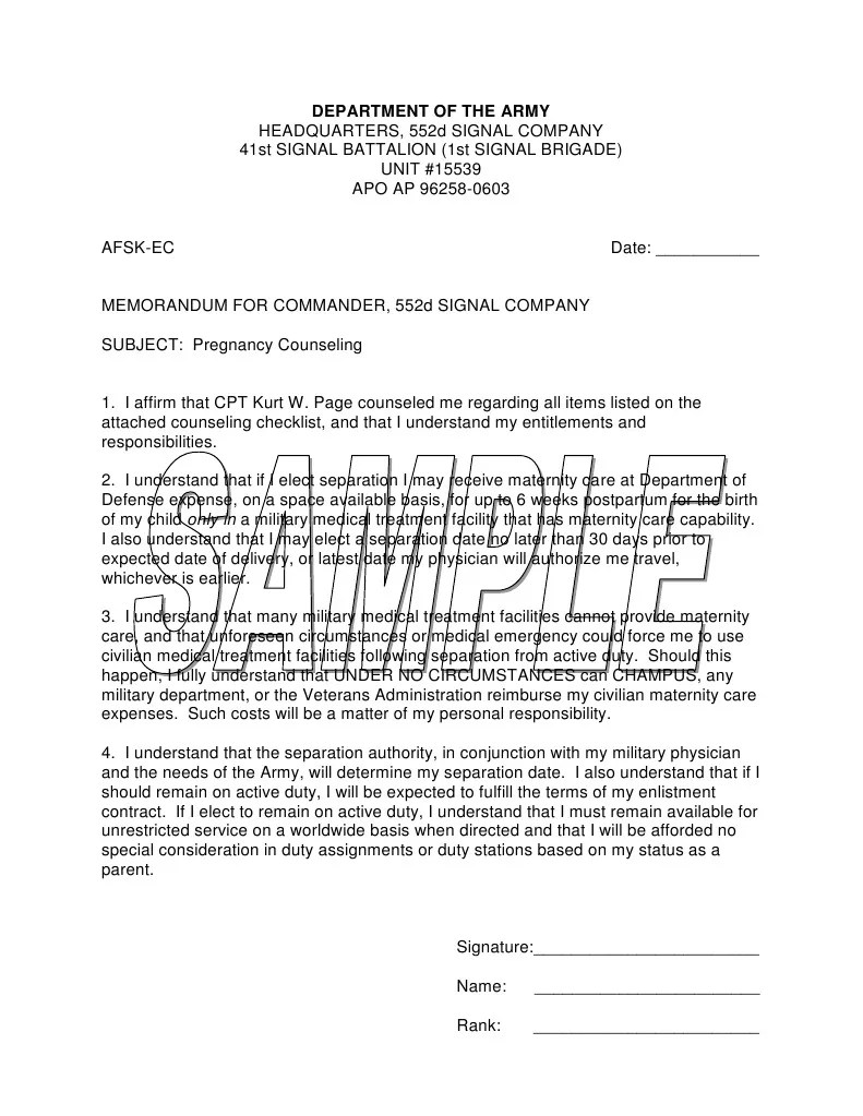 Pregnancy Counseling Memorandums Chapter 8 Health Care Public Health