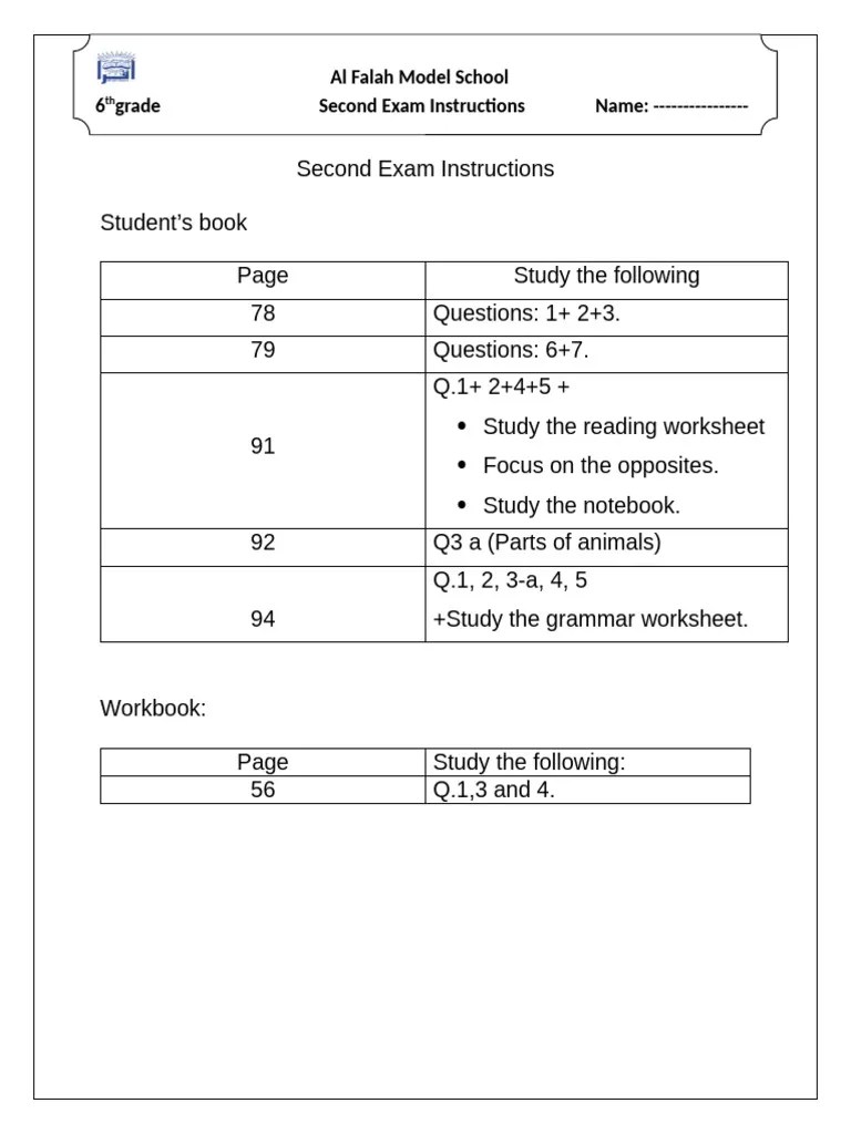 Second Exam Instructions PDF