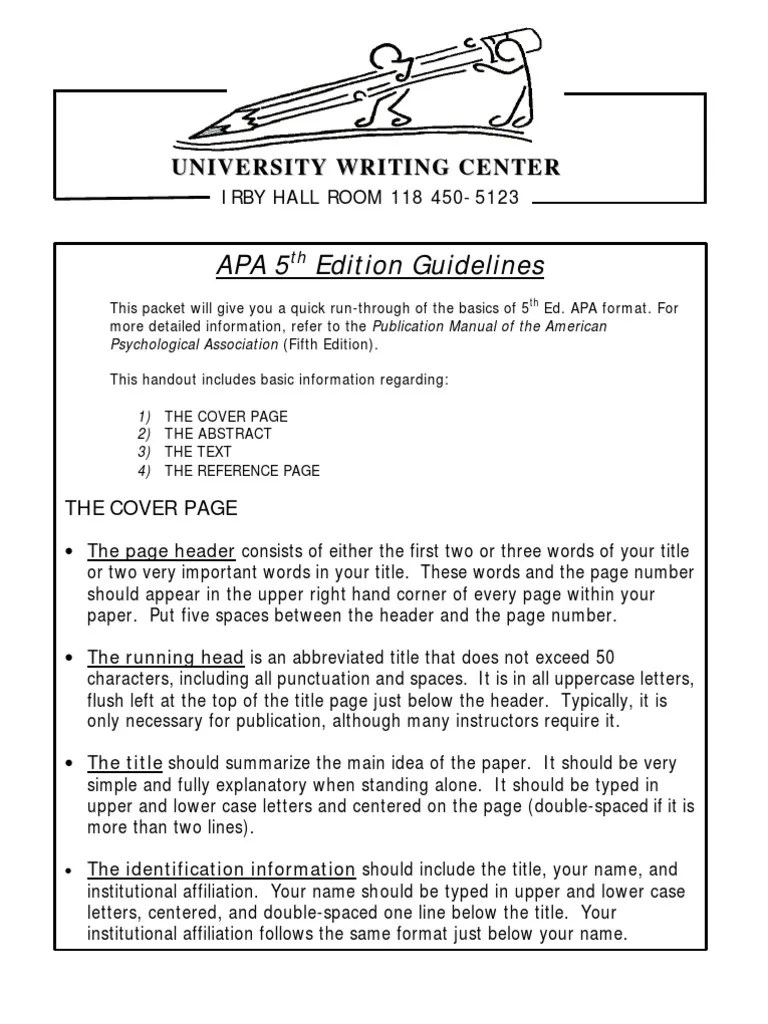 APA 5th Edition Guidelines Paragraph Written Communication