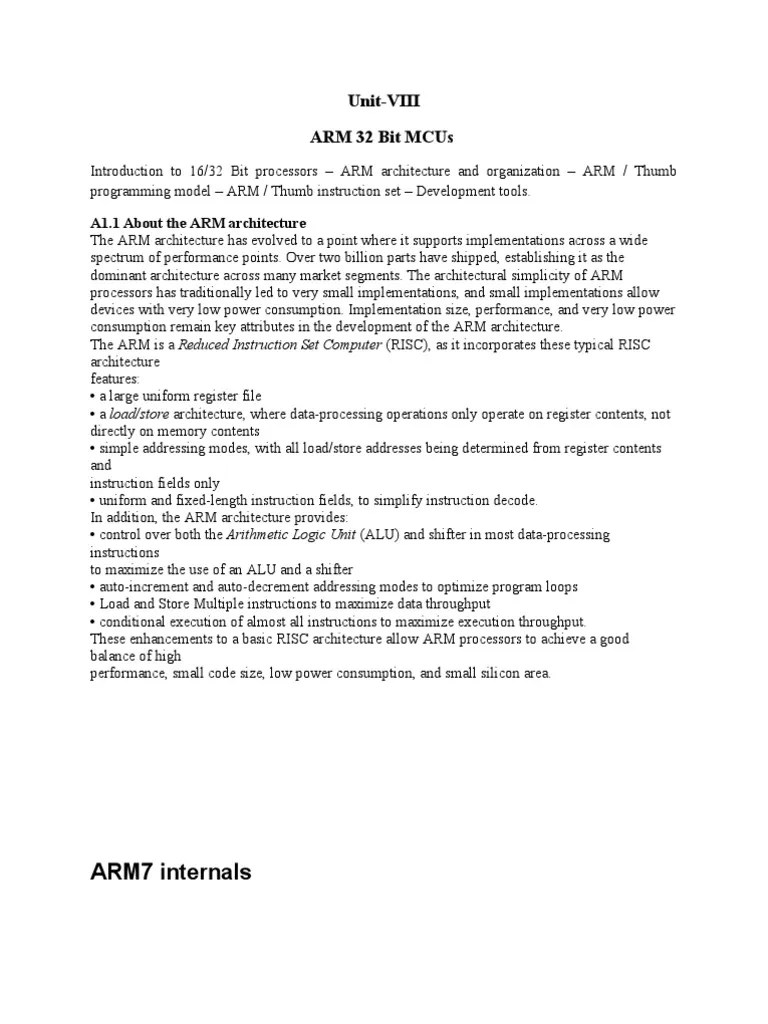 Unit8 MPMC PDF Arm Architecture Instruction Set