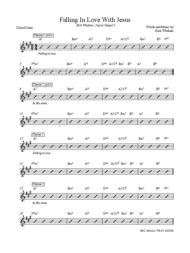Falling in Love With Jesus Chord Chart Elements Of Music Music Theory