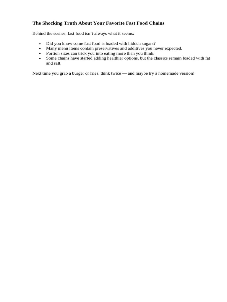 The Shocking Truth About Your Favorite Fast Food Chains PDF