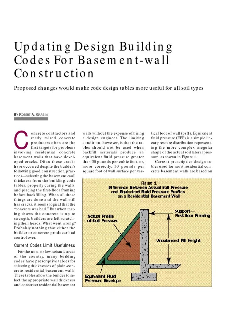 Updating Design Building Codes For BasementWall Construction tcm45