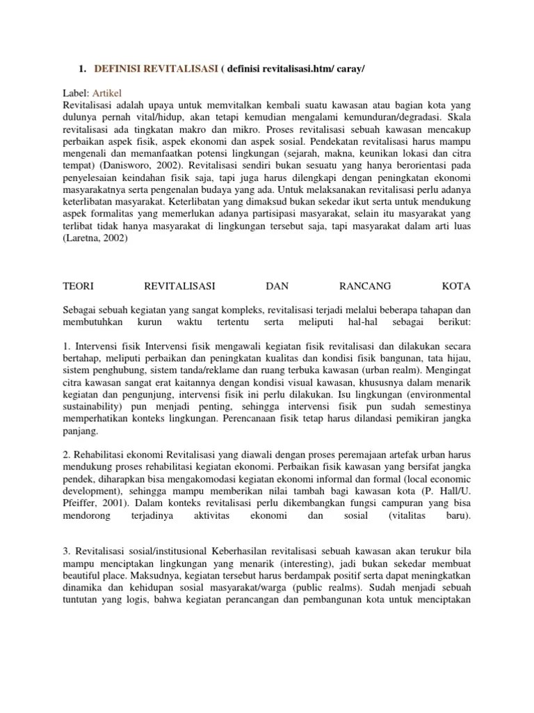 Definisi Revitalisasi | PDF
