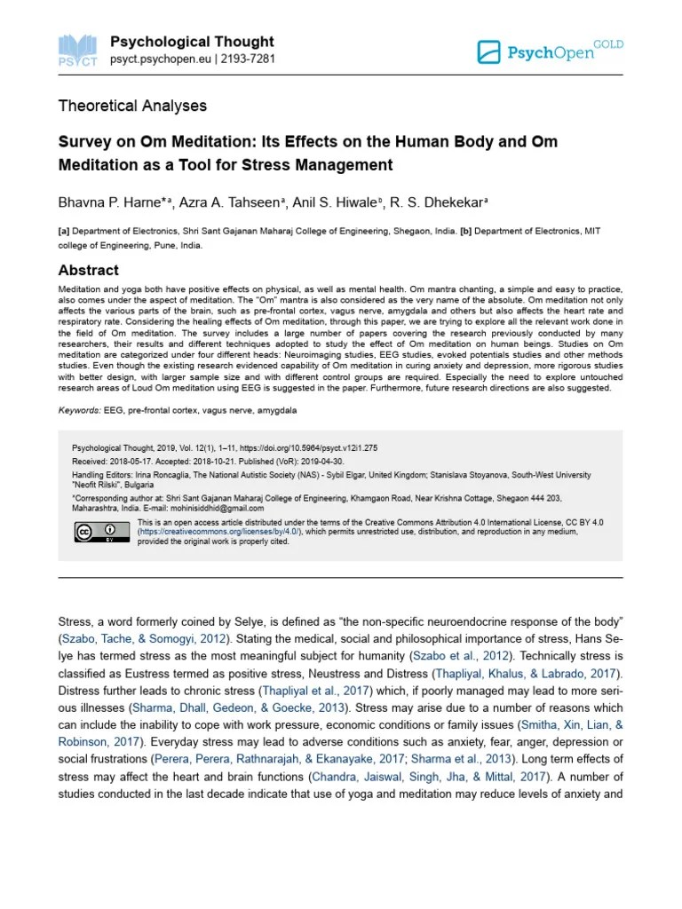 Survey On Om Meditation Its Effects On The Human Body and Om 3w6n76mngk