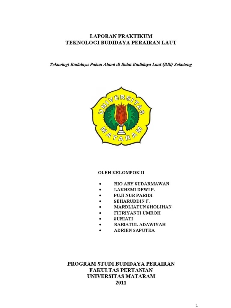 Laporan Praktikum Teknologi Budidaya Perairan Laut PDF