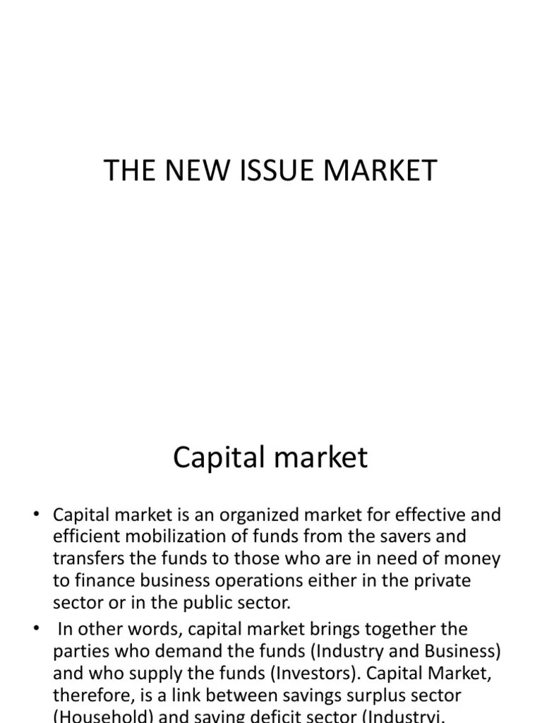 The New Issue Market PDF Capital Market Securities (Finance)