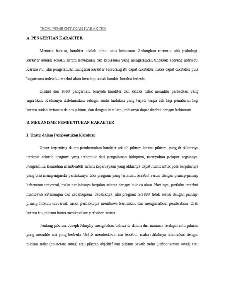 TEORI PEMBENTUKAN KARAKTER