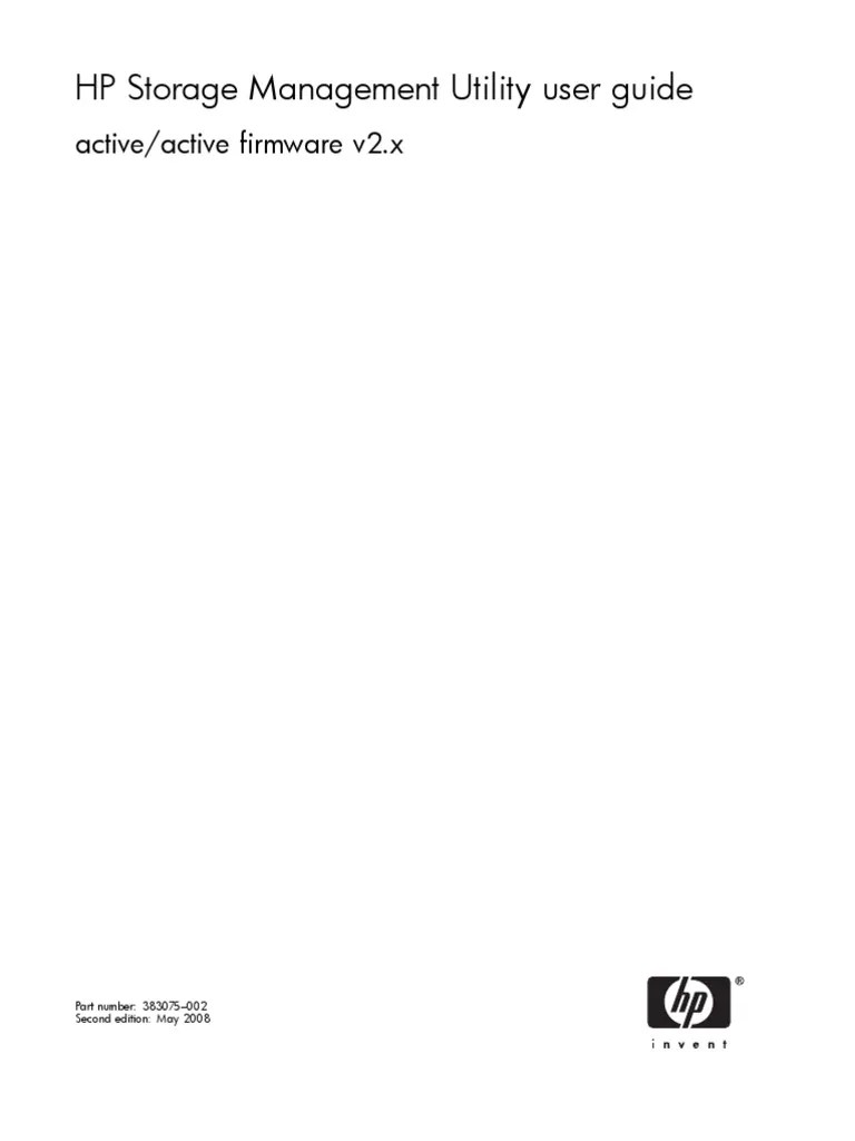HP Storage Management Utility User Guide Active/active Firmware v2.x