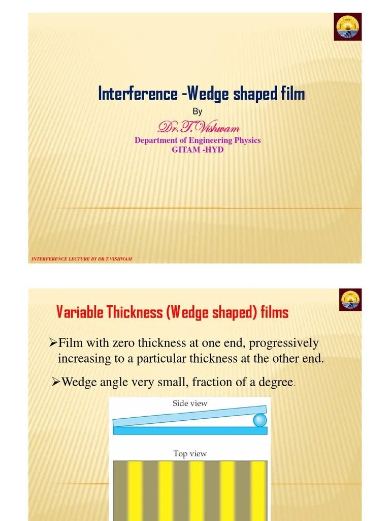 Wedge Shaped Film Reflection (Physics) Optics