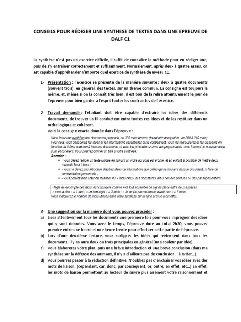 Conseils Pour Rc3a9diger Une Synthese de Documents Langue française