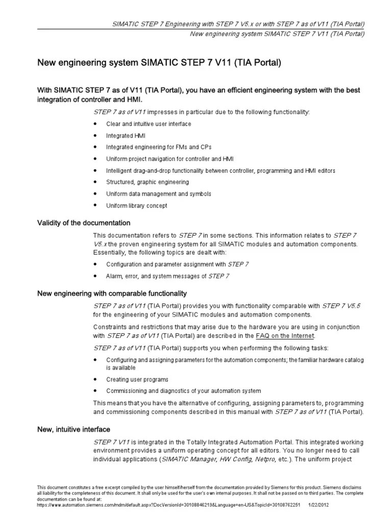 SIMATIC STEP 7 Engineering With STEP 7 V5.x or With STEP 7 As of V11
