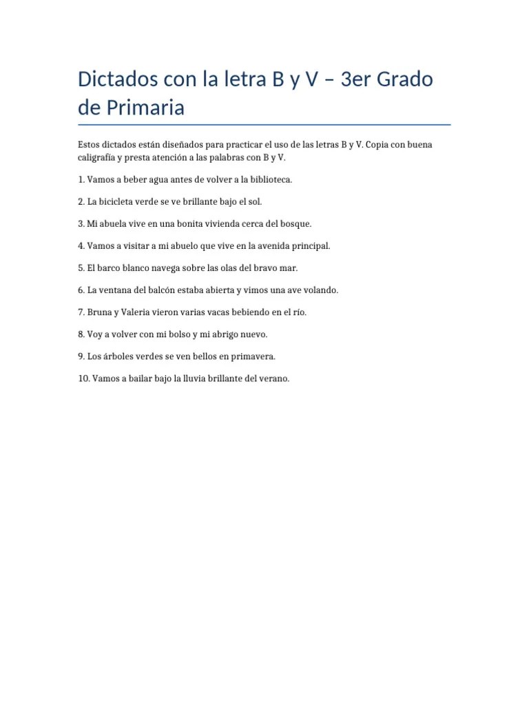 Dictados B y V para 3er Grado PDF