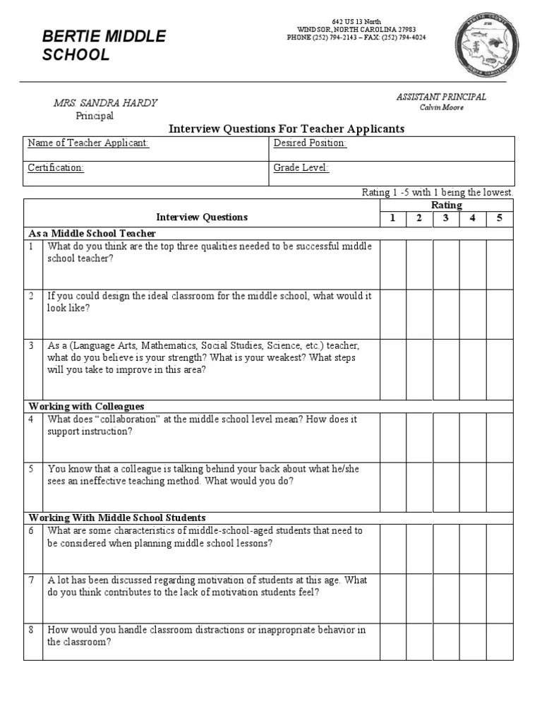 Interview Questions For Teacher Applicants Teachers Classroom