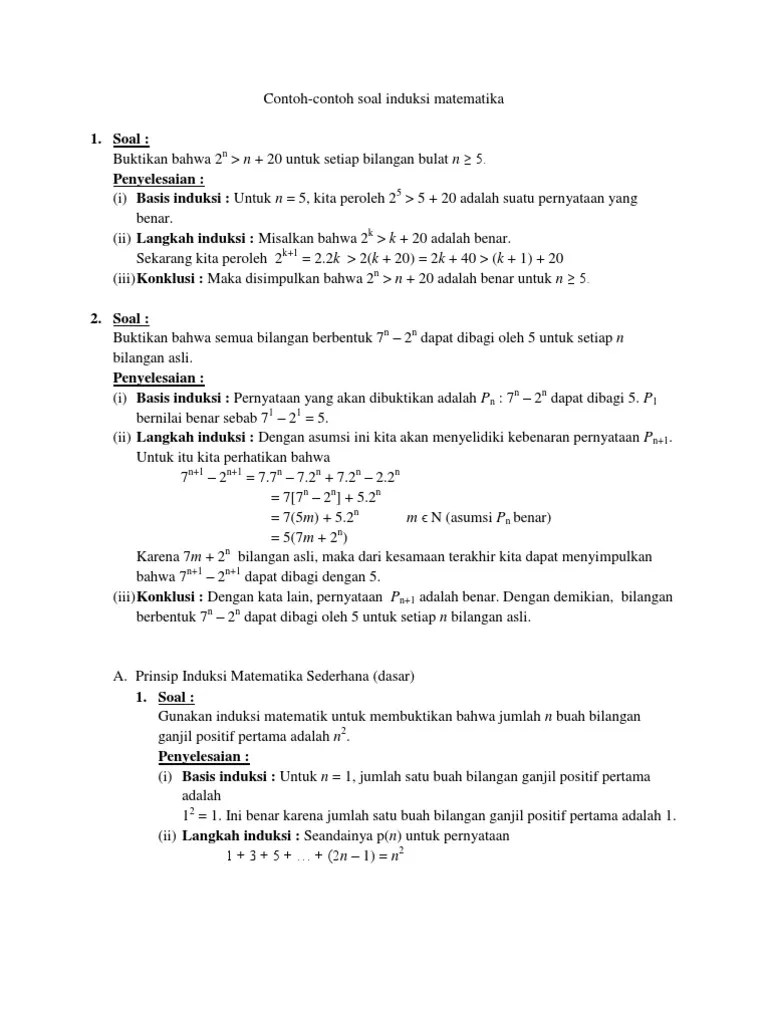 Contoh Soal Induksi Matematika