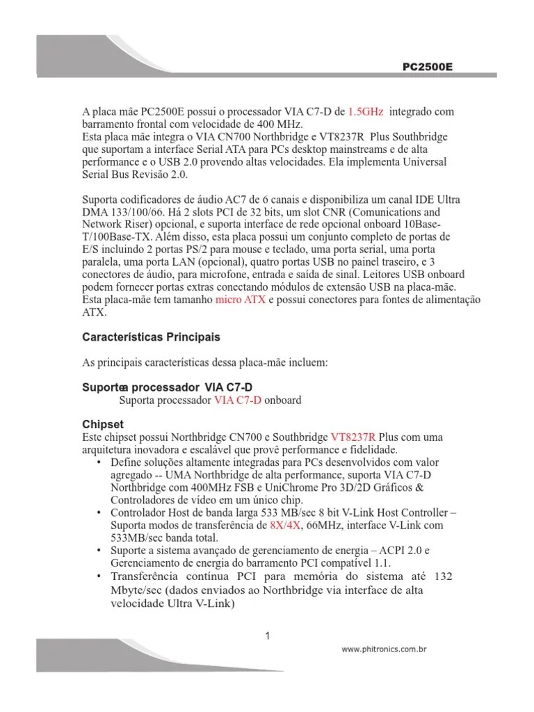 Via Pc2500 | PDF | USB | Arquitetura X86