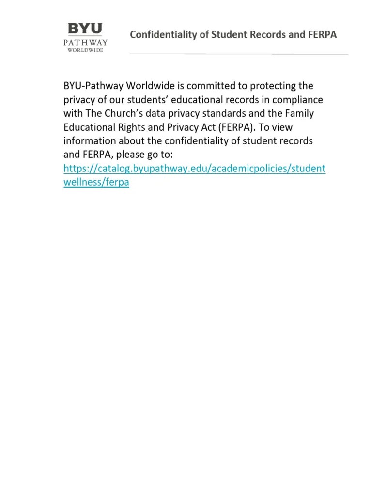Confidentiality of Student Records & FERPA Info PDF
