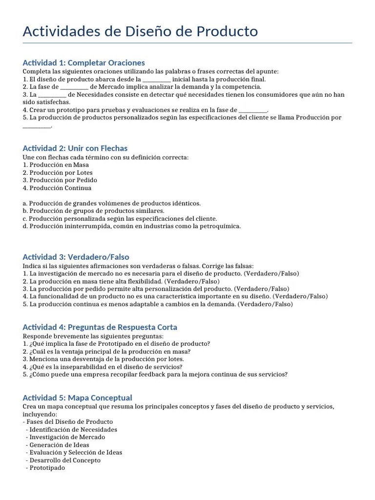 Actividades DiseC3B1o Producto PDF Diseño Diseño de producto