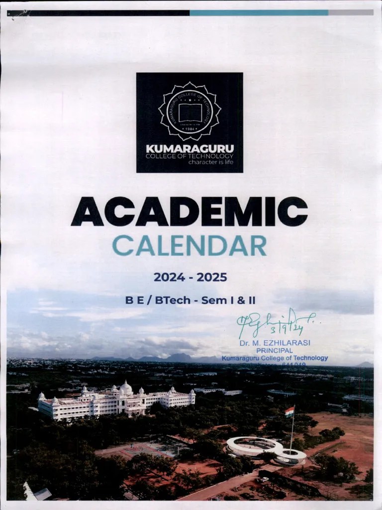 Academic Calendar 2024 25 BE BTech I Year PDF
