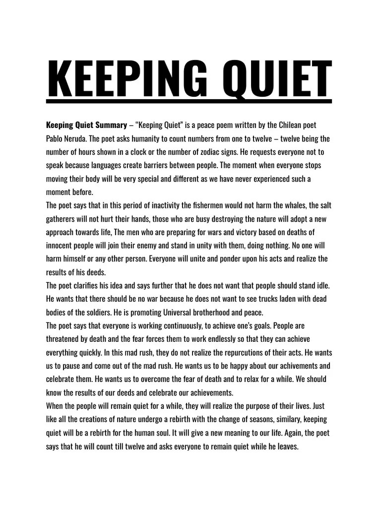 KEEPING QUIET PDF