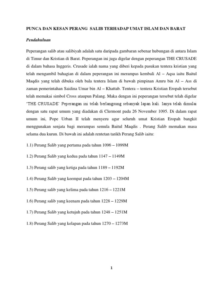 Punca Dan Kesan Perang Salib Terhadap Umat Islam Dan Barat