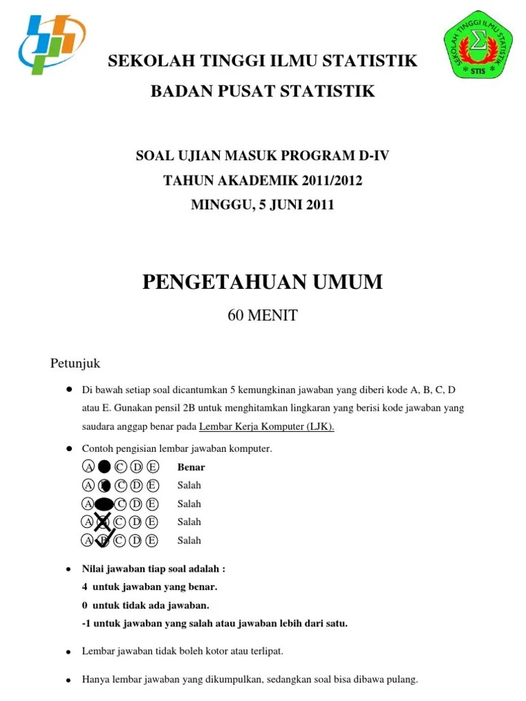 Usm Stis 2011 Soal Pengetahuan Umum (Idrusefendy)1