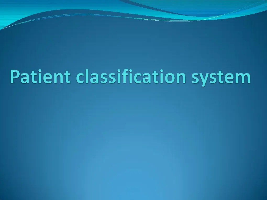 Patient Classification System Nursing Patient