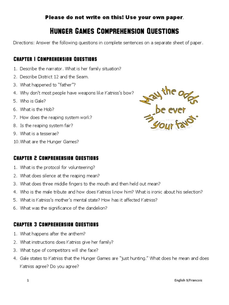 Hunger Games Comprehension Questions