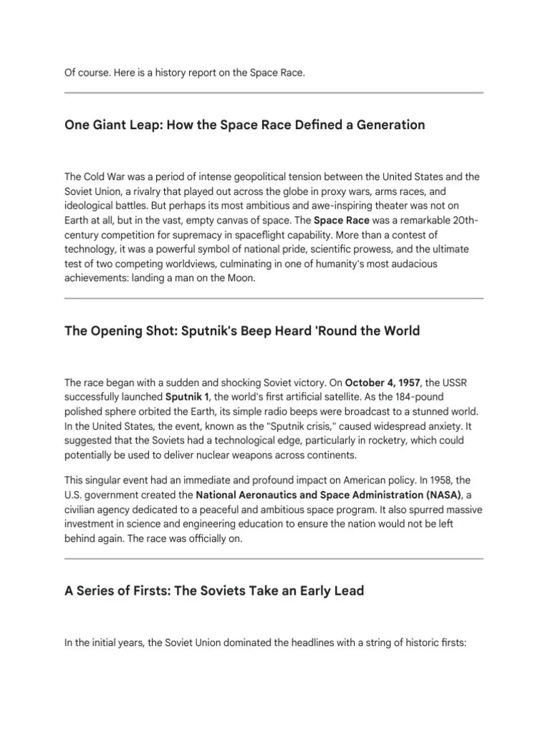 How The Space Race Defined A Generation PDF Apollo 11 Space Race