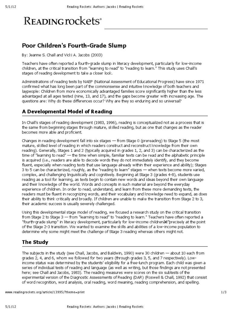 4th Grade Slump Reading Rockets Authors Jacobs Reading Rockets